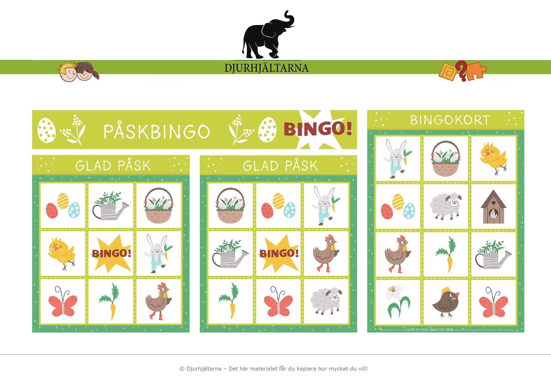 DOLD - Påskbingo - Djurhjältarna